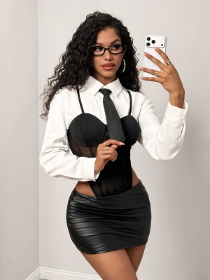 EVE Long Sleeve False Two-piece Bodysuit GHYX-TXY5622
