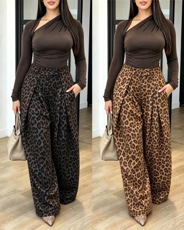 EVE Leopard Printed High Waist Pants QODY-6082