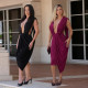 EVE Deep V Neck Backless Midi Dress BY-7885