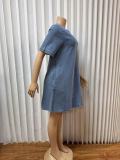 EVE Short Sleeve Loose Denim Mini Dress GMYU-6752