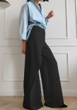 EVE Solid Color Irregular Casual Straight Pants QODY-Y6076X