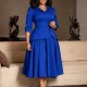 EVE Plus Size Solid Color Midi Dress GMLF-3395