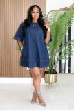 EVE Short Sleeve Loose Denim Mini Dress GMYU-6752