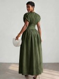 EVE Retro Bubble Sleeve Maxi Dress GQLK-6621