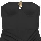 EVE Solid Color Off Shoulder Tube Top Jumpsuit BY-7882