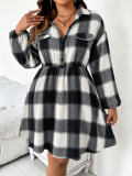 EVE Long Sleeve Plaid Casual Dress HNIF-DHN247