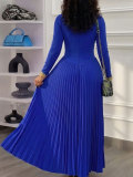 EVE Long Sleeve Solid Color Ruched Maxi Dress HNIF-YY053