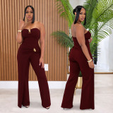 EVE Solid Color Off Shoulder Tube Top Jumpsuit BY-7882