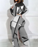 EVE Printed Long Sleeve Top Wide Leg Pants 2 Piece Set GSRX-T9084