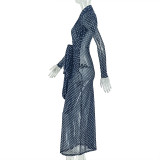 EVE Polka Dot Printed Long Sleeve Maxi Dress GJYO-JD303859