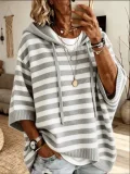 EVE Plus Size Long Sleeve Knits Drawstring Hooded Sweatshirt GSXL-GCY-1523