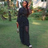 EVE Polka Dot Printed Long Sleeve Maxi Dress GJYO-JD303859