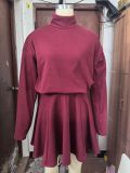 EVE Long Sleeve Solid Color Sweater Two Piece Skirts Set GSXL-HD9918