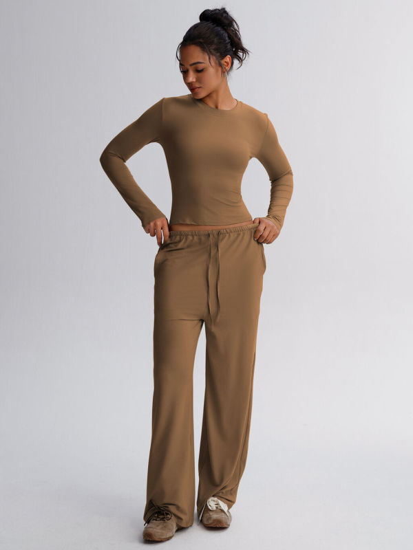 EVE Long Sleeve Solid Color Two Piece Pants Set GSXL-HD251125