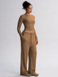 EVE Long Sleeve Solid Color Two Piece Pants Set GSXL-HD251125