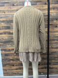 EVE Plus Size Knits Patchwork Long Sleeve Mini Dress GSXL-BH3062
