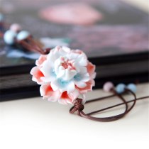 Ladies Jewelry Ceramic Booming Flower Necklace Pendant