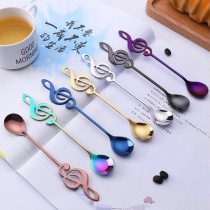 1PCS Stainless Steel Spoon Coffee Note Shape Music Theme Tea Stirring Spoon Small Ice Cream Dessert Scoop 