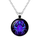  12 Constellations Zodiac Sign  Glass Cabochon Pendant Necklace