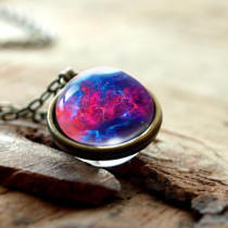 Nebula Galaxy Double Sided Pendant Necklace Universe Planet Jewelry Glass Art Picture 