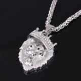 Crown Lion Head Luminous Pendant Necklace Inset Glow in the Dark 