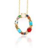 Initial Multicolor Letter Shinning Necklace 