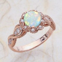 White Fire Opal Fine Ring