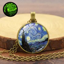 Van Gogh's Art Painting Print Glass Cabochon Pendant Necklace