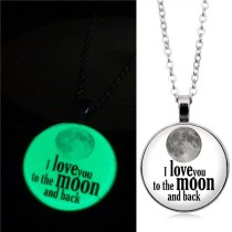 Luminous Glass Pendant Necklace Classic Letter I Love You To The Moon Back