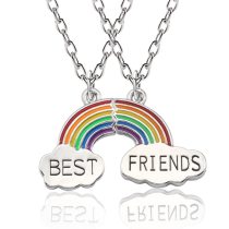 2 Pcs/Set Broken Heart Rainbow Friendship Necklace