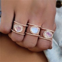 1 PC Bohemian Geometry Crystal Opal Rose Gold Ring