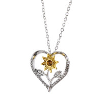 Sunflower Heart Shaped Diamond Necklace