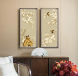 Chinese Classical Silk Flower And Bird Painting Office Decoration Painting
