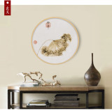 Chinese Style Living Room Painting Round Flower And Bird Painting
