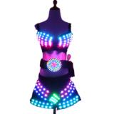 Full Color LED Clothing Glowing Bra Shorts Fashion Luminous Belt Sexy Lady LED Costume Nightclub Bar Stage Show