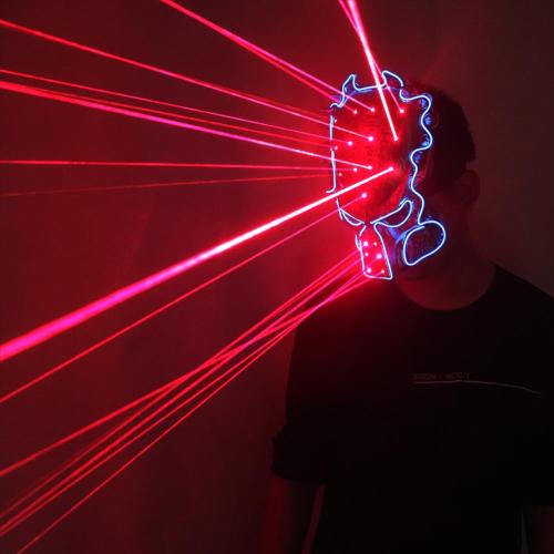 Red Laser Predator Mask Movie Theme Cosplay Glow In Dark LED Glowing Scary Mask Halloween Party Mask