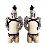 Festival Outfit Men Roman Knights Cosplay Costume GoGo Dancer Costume Party Stage Handmade Mirror Costume Nightclub