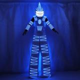 Colorful RGB LED Luminous Costume with Helmet LED Clothing Light Stilt Robot Suit Kryoman David Guetta Robot Dance Wear