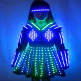 LED Robot Suit Costume Laser Glove Canvas Fashion Glowing Wedding Dress Clothes Luminous Headwear Short Skirt