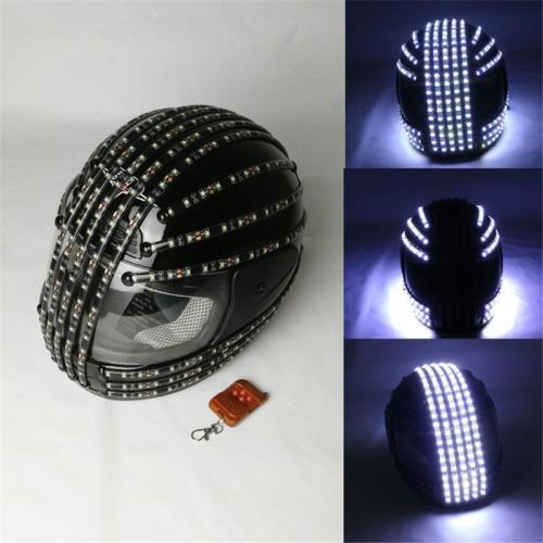 White Strobe LED Helmet LED Luminous Costumes Wireless Remote Control  Robot Laser Dance Performances