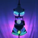 Full Color LED Clothing Glowing Bra Shorts Fashion Luminous Belt Sexy Lady LED Costume Nightclub Bar Stage Show