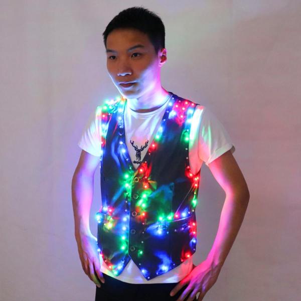 Colorful Led Luminous Vest Ballroom Costume Jacket DJ Singer Dancer Performer Stage Wear Waiter Clothes