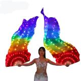 Belly Dance Silk Fan Veil LED Fans Light Up Shiny Pleated Carnival LED Fans Stage Performance Props Accessories Costume