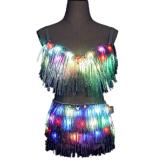 LED Clothes Glowing Bra Shorts Fashion Luminous Suits Belt Show Women Reflective Face Tasseled Bra Belly Dancer Dress Accessorie