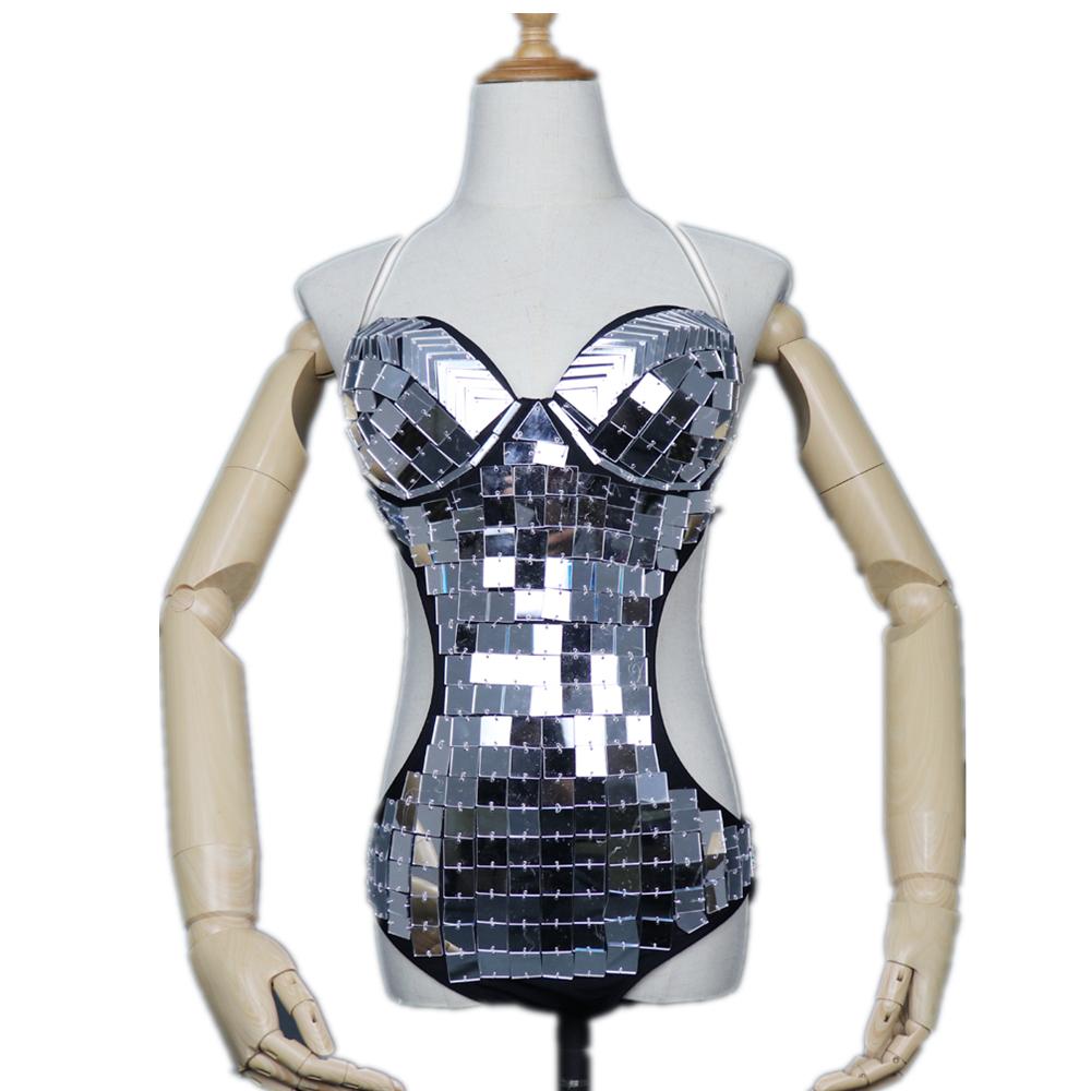 Mirror Costume Women Jumpsuit Colorful Mirror Ds Party Raves