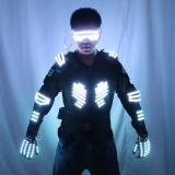 RGB Colorful Light Armor Outfits Glowing Clothe Show Dress Bar DJ MC Performance Robot Men Suit