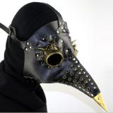 Full Color LED Lighting Steampunk Plague Bird Doctor Mask Brown PU Leather Bird Beak Mask Gothic Retro Halloween Cosplay