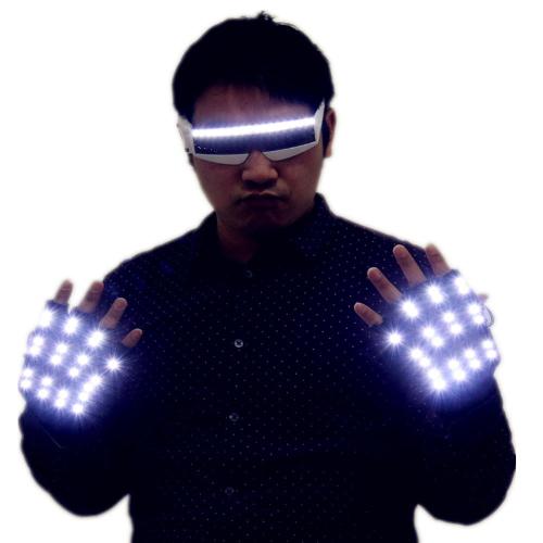 LED Glasses Creative Fashion Luminous Gloves DJ Bar Party Products Halloween Stage Dance Lighting Props
