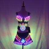 Full Color LED Clothing Glowing Bra Shorts Fashion Luminous Belt Sexy Lady LED Costume Nightclub Bar Stage Show