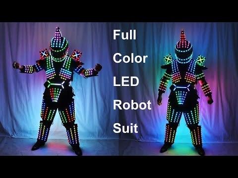 Full Color LED Robot Suit Stage Dance Costume Tron RGB Lighted Luminous Outfit Team Wears Cosplay Dress Vest Disco